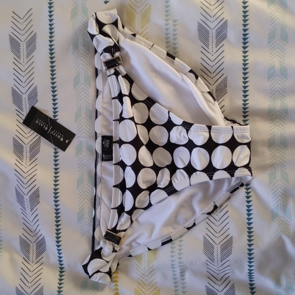 Women's bikini swim bottoms WHBM M New with tags black & white dots, cute detail